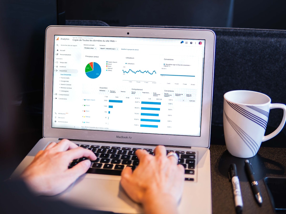 SEO strategist reviewing keyword research and organic ranking data